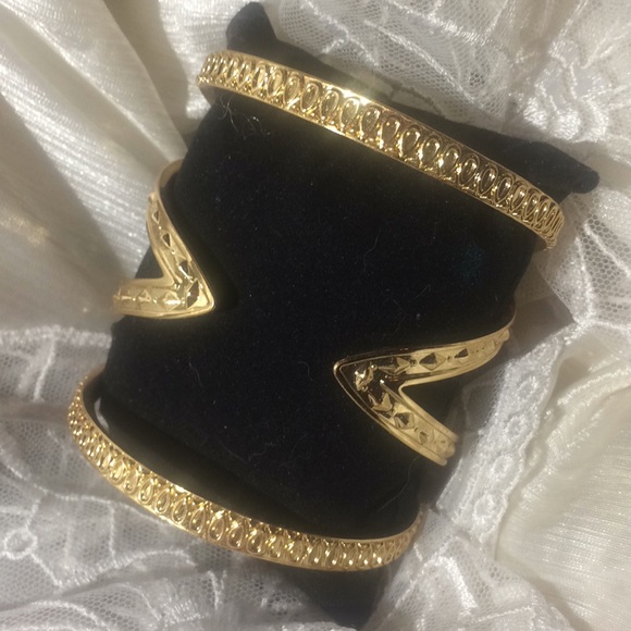 Jewelry - 3 $15 Gold Tone Bangle Cuff Bracelet